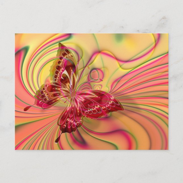 postal de mariposa roja de melocotón (Anverso)