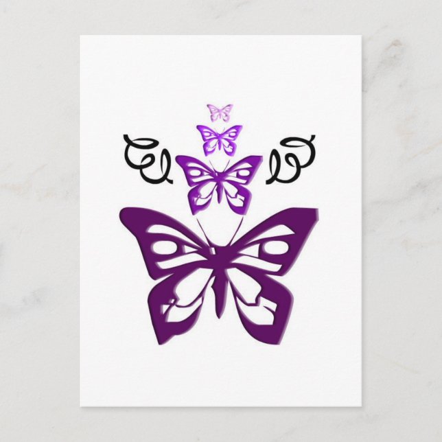 Postal de mariposas púrpura (Anverso)