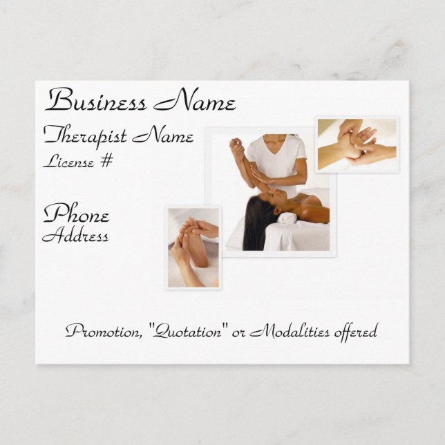 Postal de masaje de personalizable/trabajo corpora (Anverso)