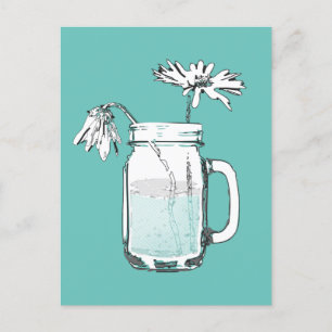 postal de mason jar daisies