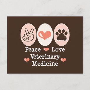 Postal de medicina veterinaria de amor por la paz