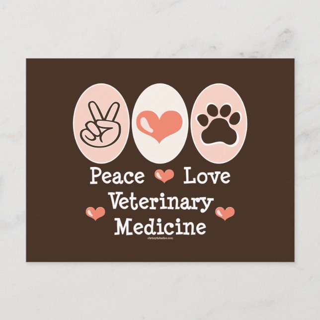 Postal de medicina veterinaria de amor por la paz (Anverso)