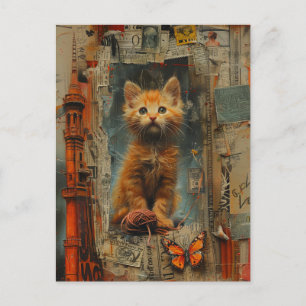 Postal de medio mixto Cute Ginger Kitten