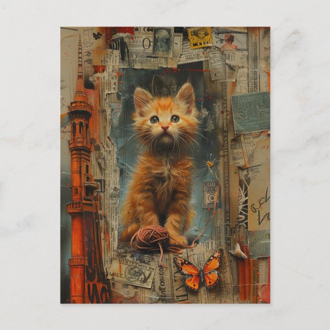 Postal de medio mixto Cute Ginger Kitten (Anverso)