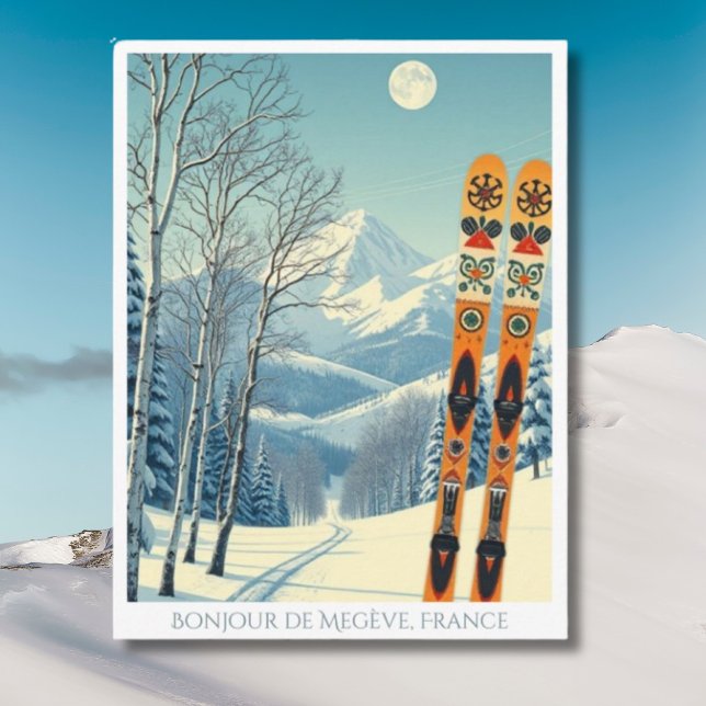 Postal de Megève Francia estación de esquí retro (Subido por el creador)