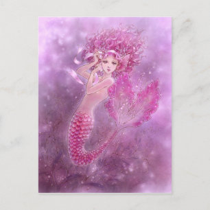 Postal de Mermaid de cinta rosa