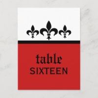 Postal de mesa Swanky Fleur De Lis, rojo