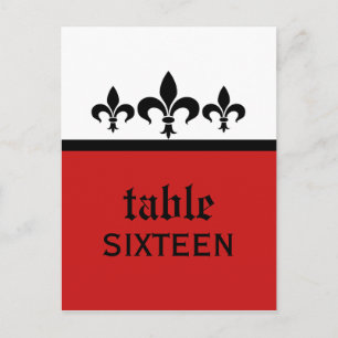 Postal de mesa Swanky Fleur De Lis, rojo