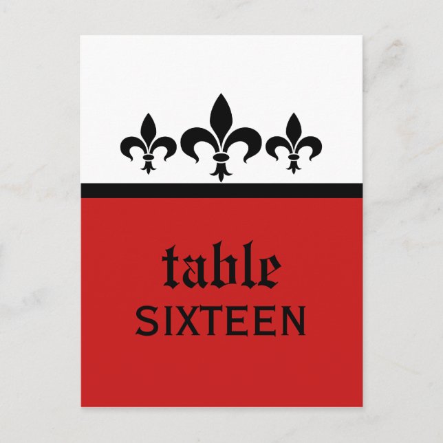 Postal de mesa Swanky Fleur De Lis, rojo (Anverso)