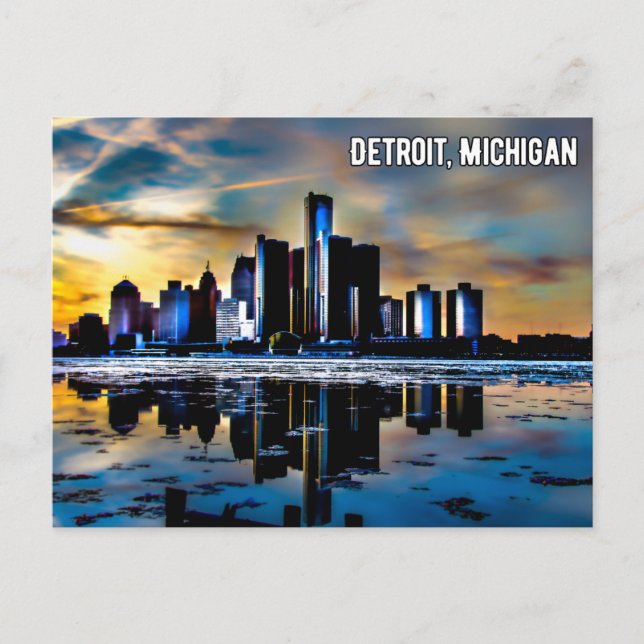 Postal de michigan en el centro de Detroit por la  (Anverso)