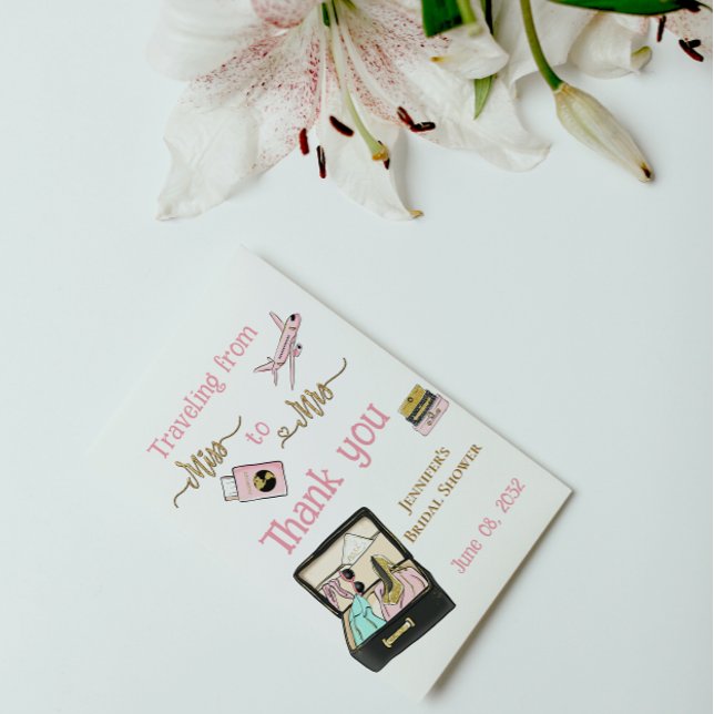 Postal De Miss a Sra. Bridal Shower Journey Gracias (Subido por el creador)