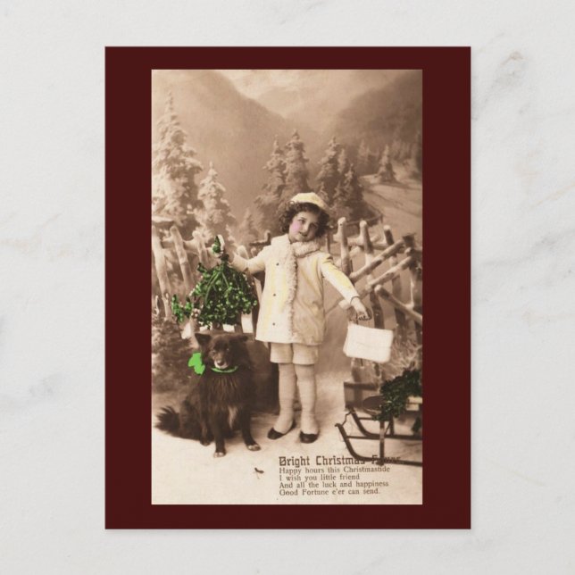 Postal de Mistletoe de Navidad Vintage (Anverso)