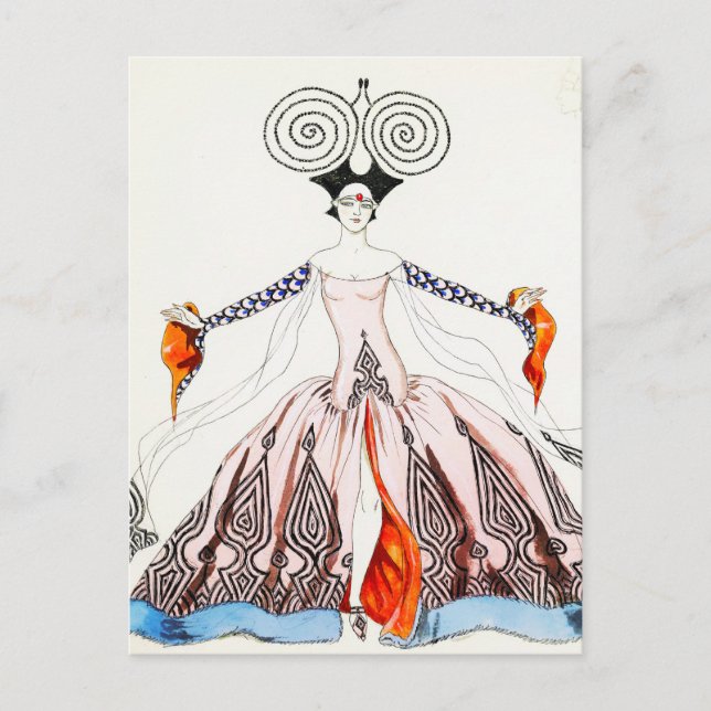 Postal de moda Georges Barbier Art Deco (Anverso)