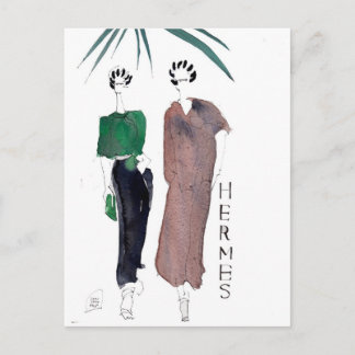 Postal de moda Hermes de PARISDREAMTIME