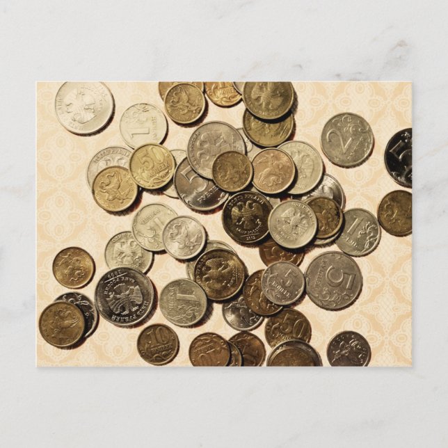 Postal de monedas rusas (Anverso)