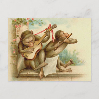 Postal de monos de música de vintage