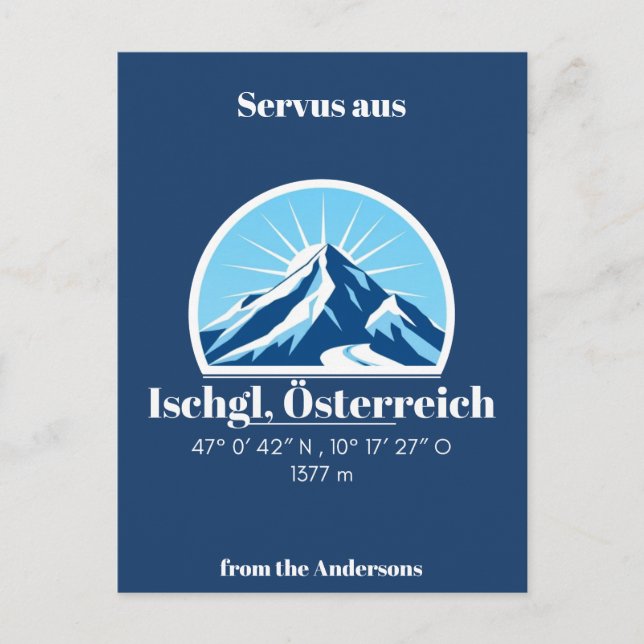 Postal de montaña Ischgl Austria Alemania (Anverso)