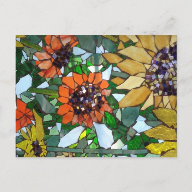 Postal de Mosaic Sunflower por Willowcatdesign (Anverso)