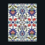 Postal de mosaico turco<br><div class="desc">Baldosas de Iznik de Turquía. Diseño tradicional con tulipanes y hojas de palmera</div>