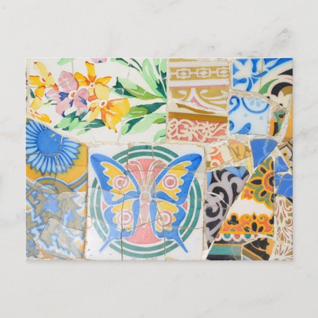 Postal de mosaicos de Güell Park (Anverso)