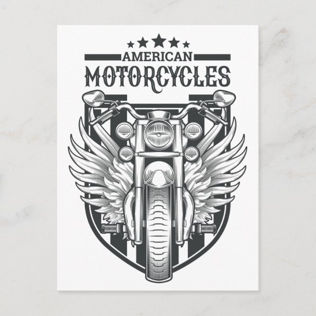 postal de "Motocicletas Americanas" (Anverso)