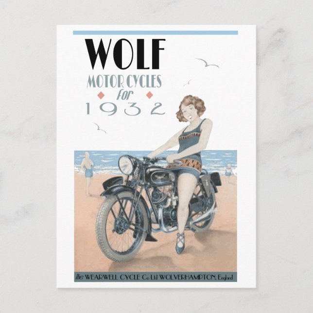 Postal de motocicletas Wolf (Anverso)