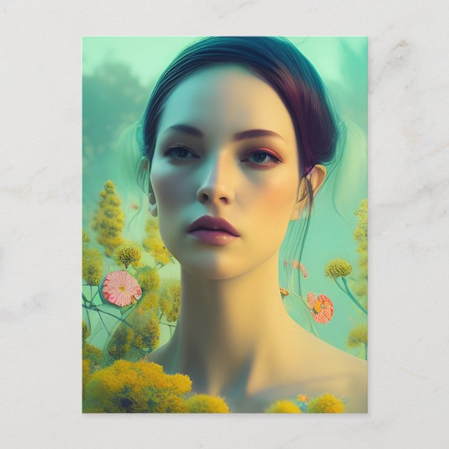 Postal de mujer hermosa (Anverso)