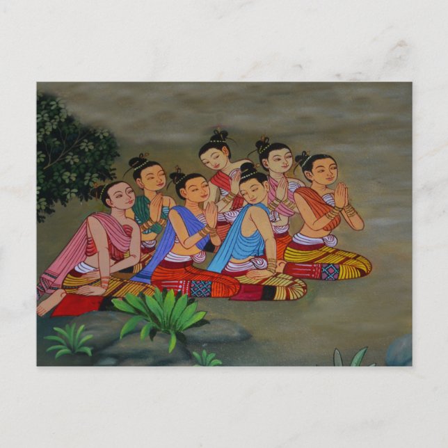 postal de mujeres de la corte de Tailandia (Anverso)