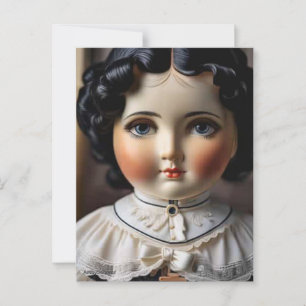 Postal de muñeca antigua vintage - Encanto nostálg