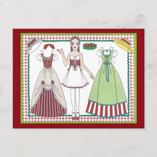 Postal de muñeca de papel de caracteres de país