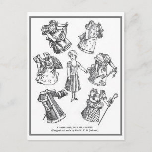 Postal de muñeca de papel de cosecha