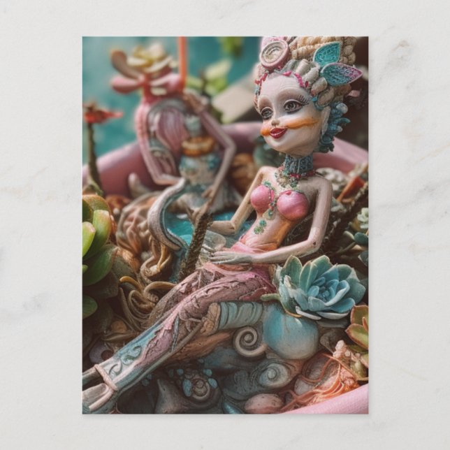 Postal de muñecas y plantas (Anverso)