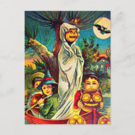 postal de murciélago de calabaza infantil de Hallo