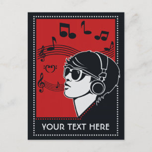 Postal de música Art Deco de texto personalizado