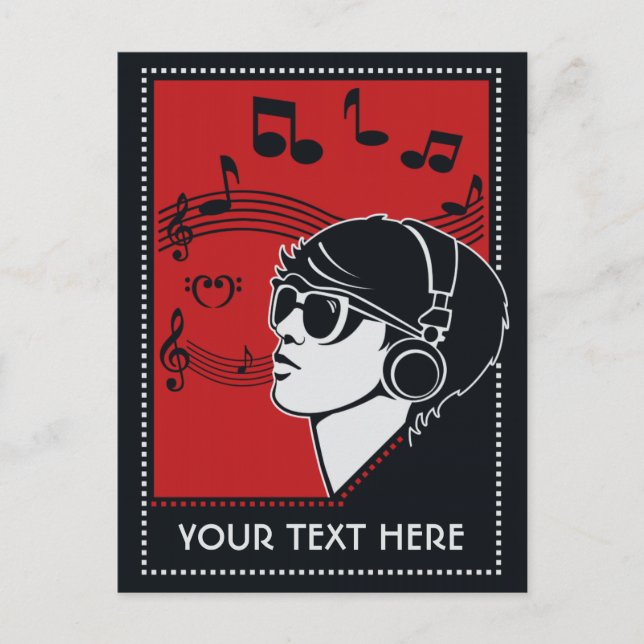 Postal de música Art Deco de texto personalizado (Anverso)
