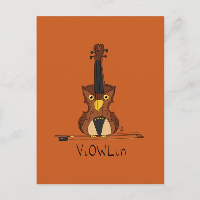 Postal de música de búho de violín ViOWLin (Anverso)