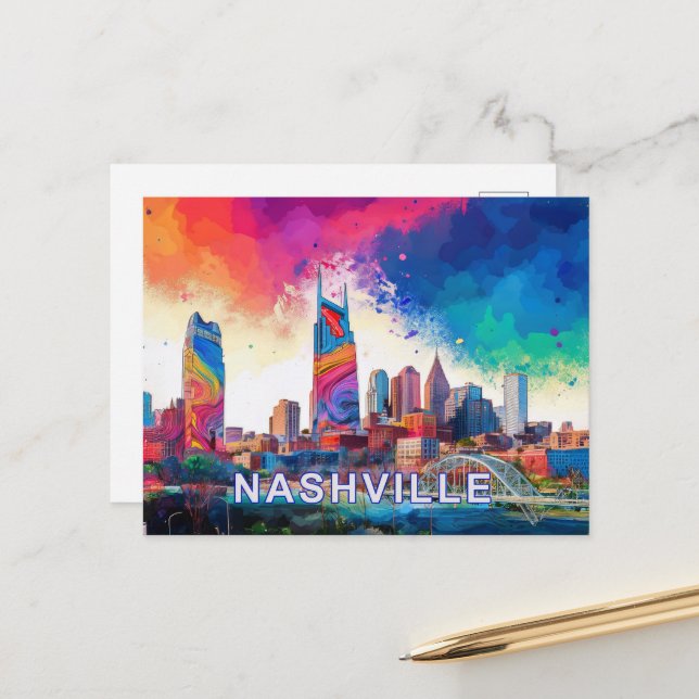 Postal de Nashville Music City (Anverso/Reverso In Situ)