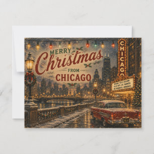 Postal de Navidad de la silueta de Chicago