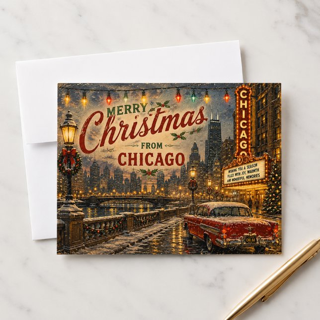 Postal de Navidad de la silueta de Chicago (Subido por el creador)