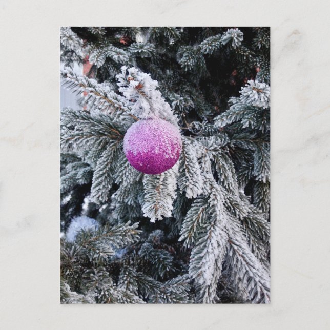 Postal de navidades con árbol y juguete de Navidad (Anverso)