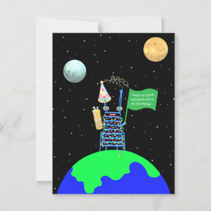 Postal de Navidades con temática alienígena de Jo