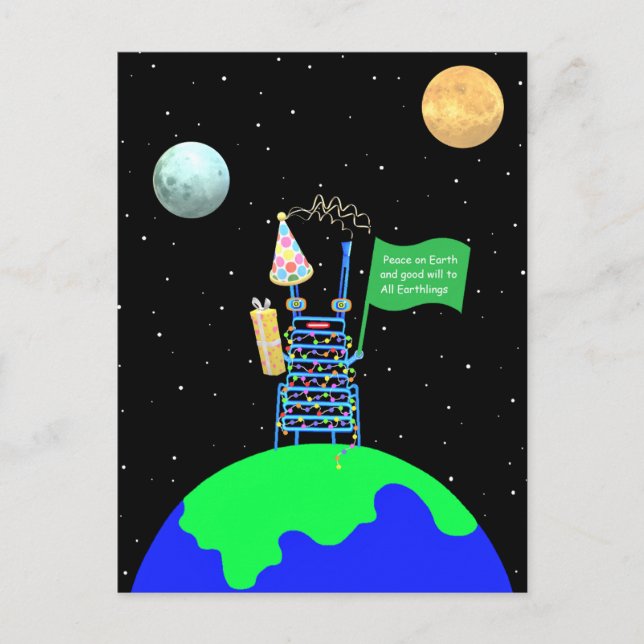 Postal de Navidades con temática alienígena de Jo  (Anverso)