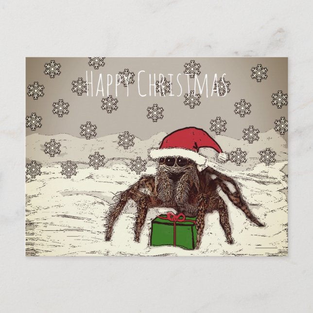 Postal de Navidades de araña feliz (Anverso)