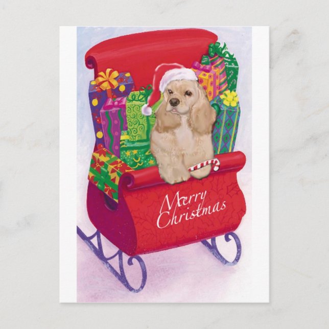 Postal de Navidades de Cocker Spaniel (Anverso)