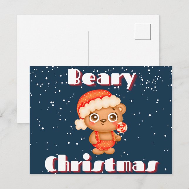 Postal de Navidades de Cute Beary (Anverso / Reverso)