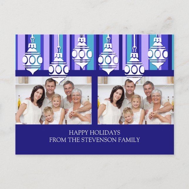 Postal de Navidades de doble foto feliz feriado (Anverso)