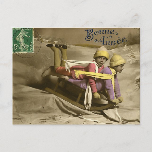 Postal de Navidades de eslora de vintage (Anverso)