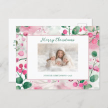 Postal de Navidades de fotografía floral de Pink B