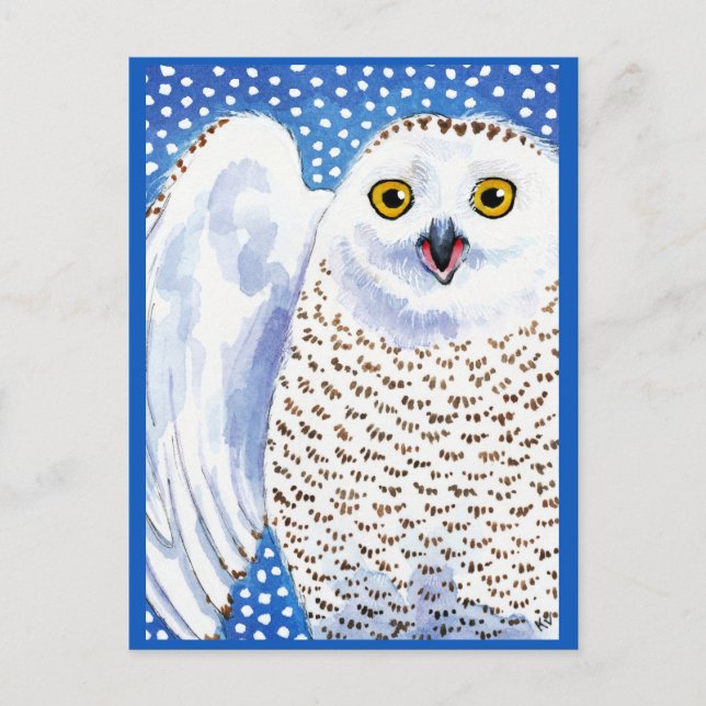 Postal de Navidades de invierno Snowy Owl (Anverso)
