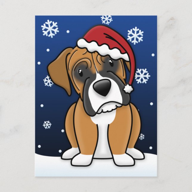 Postal de Navidades de Kawaii Boxer (Anverso)